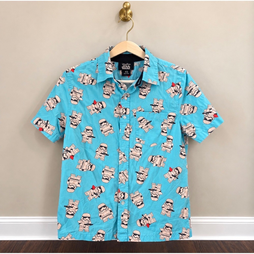 Disney Parks Star Wars Stormtrooper Button Down Shirt Blue XS Cotton S/S